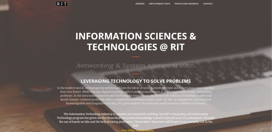 RIT Information Sciences and Technologies department website screenshot